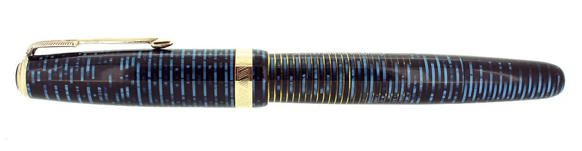 1948 PARKER VACUMATIC AZURE BLUE PEARL MAJOR FOUNTAIN PEN RESTORED