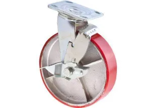 200MM SWIVEL BRAKE CASTOR POLYURETHANE WLL 300KG