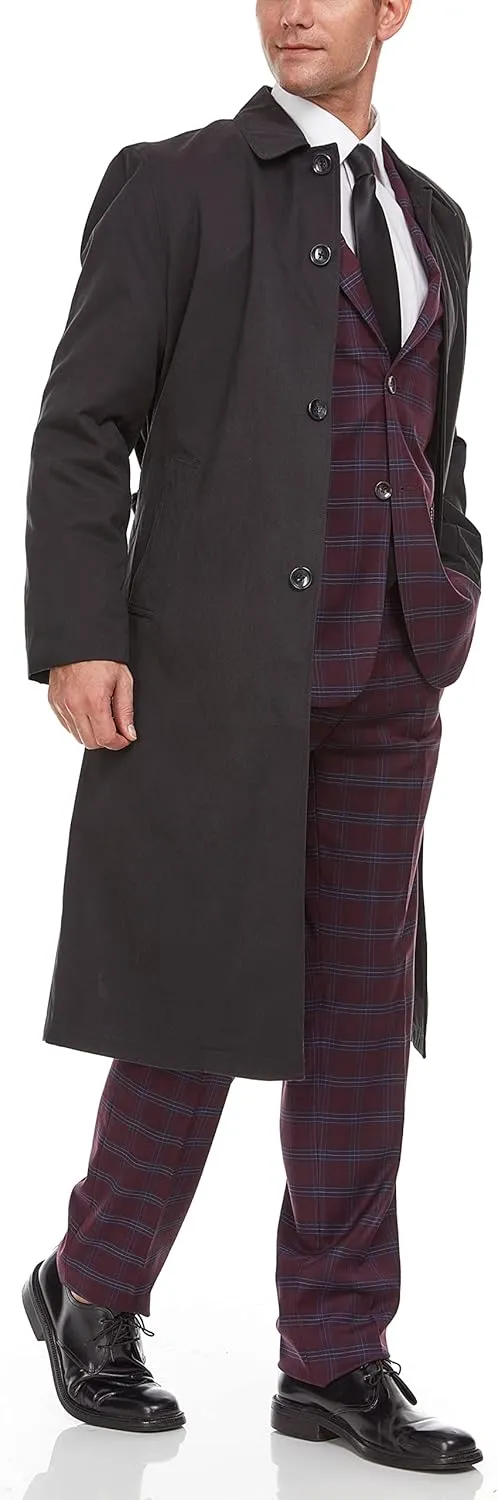 Adam Baker Men's Single & Double Breasted Belted Trench Coat Classic All Year Round Twill Raincoat