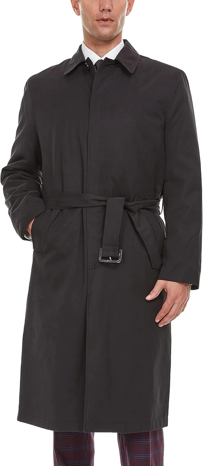 Adam Baker Men's Single & Double Breasted Belted Trench Coat Classic All Year Round Twill Raincoat