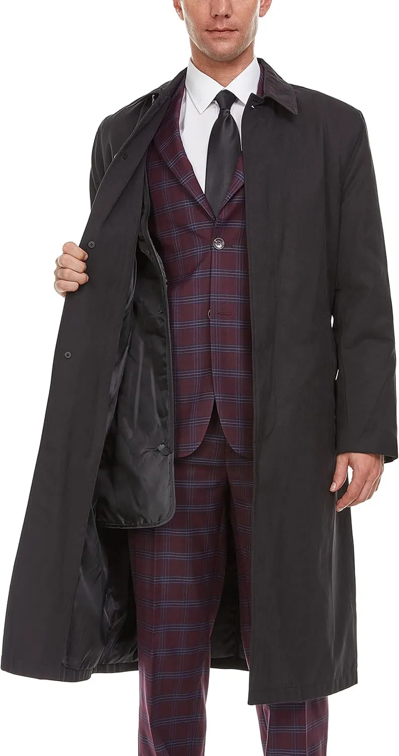 Adam Baker Men's Single & Double Breasted Belted Trench Coat Classic All Year Round Twill Raincoat