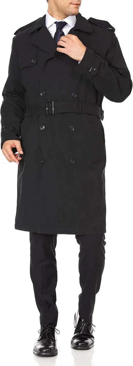 Adam Baker Men's Single & Double Breasted Belted Trench Coat Classic All Year Round Twill Raincoat