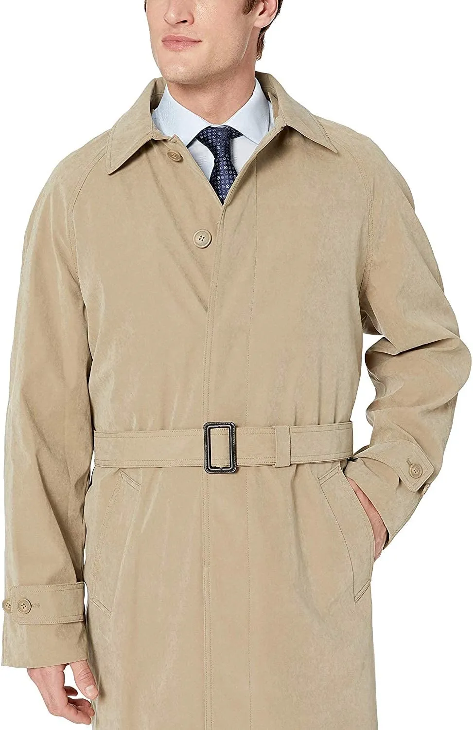Adam Baker Men's Single Breasted Breasted Full Length Trench Coat All Year Round Raincoat