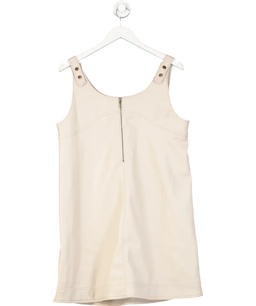 Anthropologie Beige Faux Leather Scoop Neck Shift Mini Dress UK 16