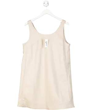 Anthropologie Beige Faux Leather Scoop Neck Shift Mini Dress UK 16