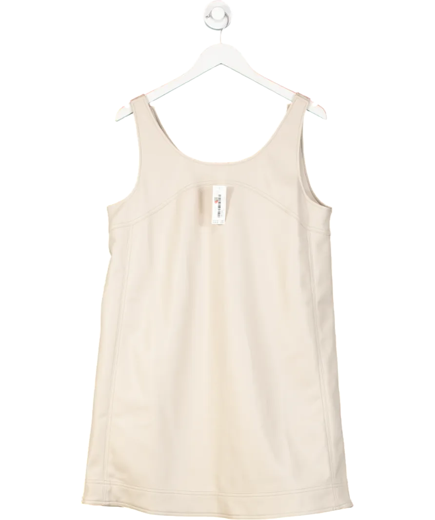 Anthropologie Beige Faux Leather Scoop Neck Shift Mini Dress UK 16