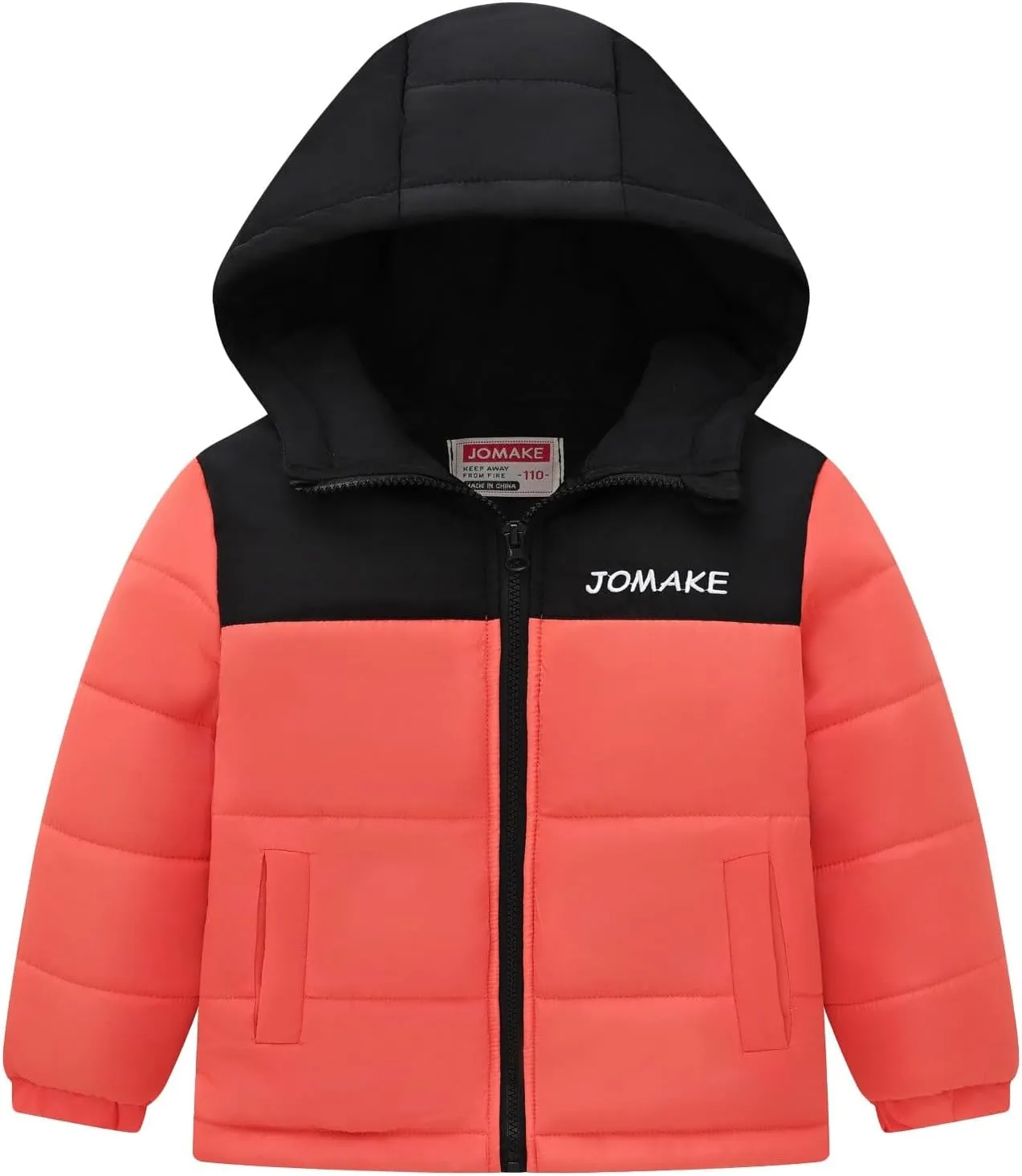 Boys Down Jacket Hood Thick Warm Winter Coat Parka Padded Color Block Outerwear Puffer Water-esistant Jacket
