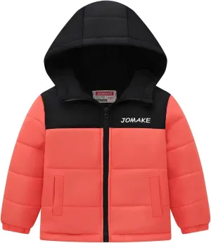 Boys Down Jacket Hood Thick Warm Winter Coat Parka Padded Color Block Outerwear Puffer Water-esistant Jacket