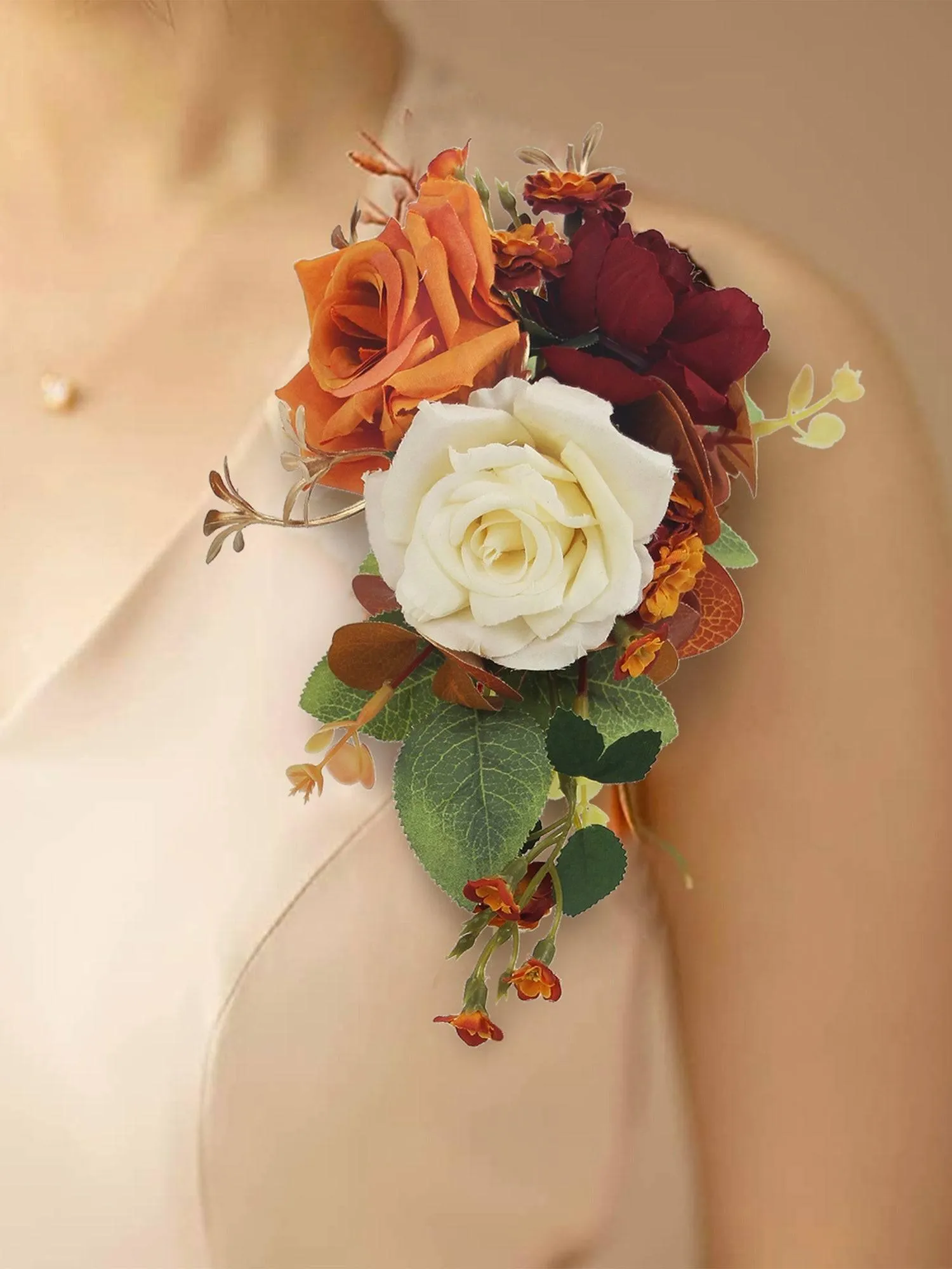Burnt Orange Shoulder Corsage