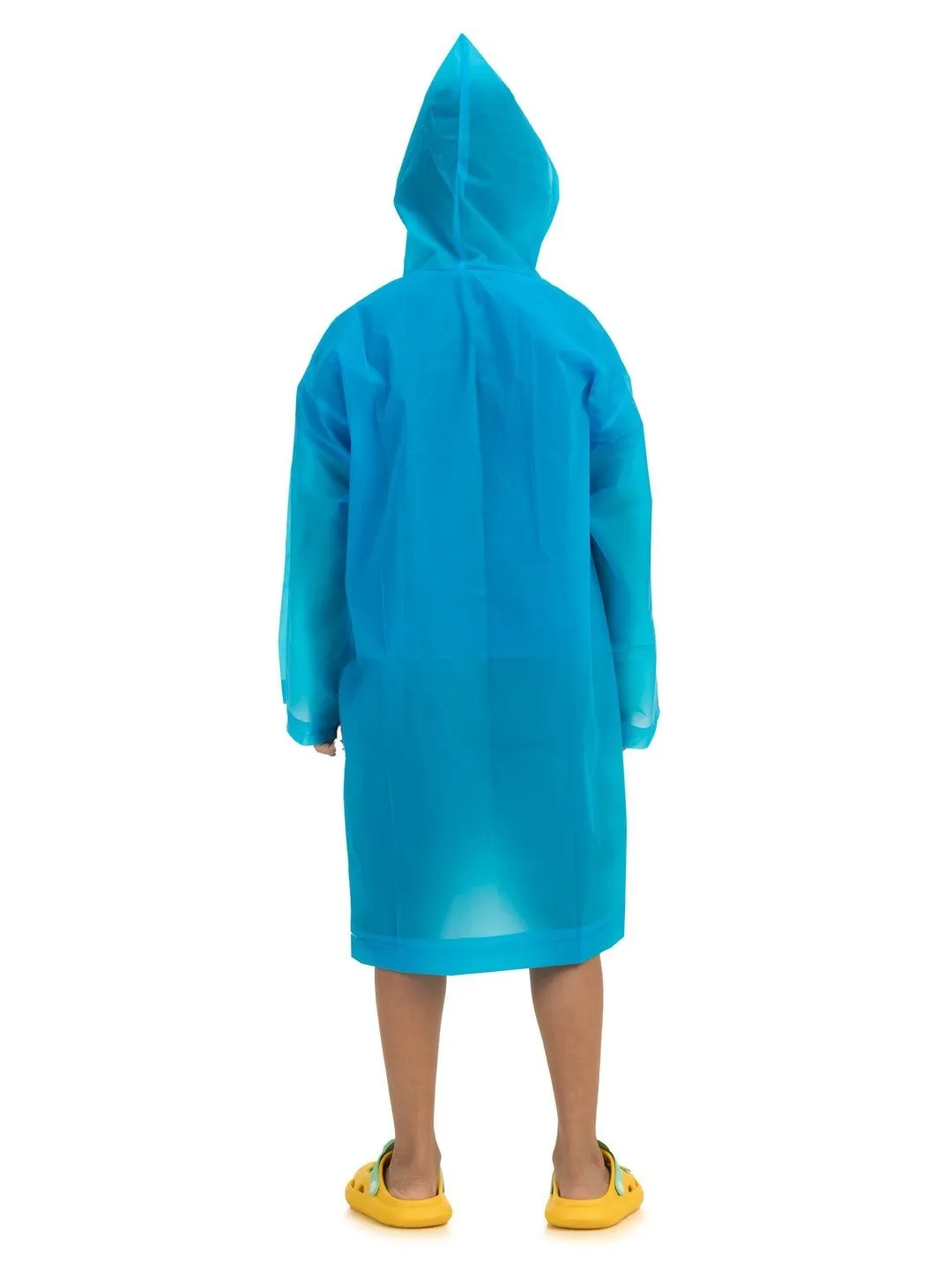 Classic Solid Blue Waterproof Raincoat for Boys with Hood