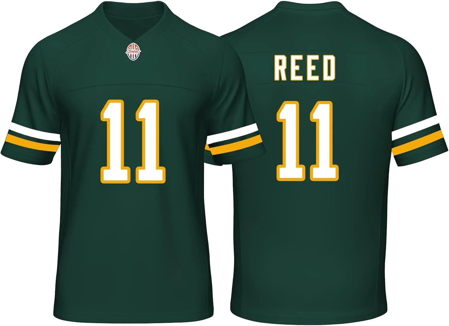 Custom Mens/Youth Football Stitched T-Shirt for Sports Fan Green/White No Brand/Logos