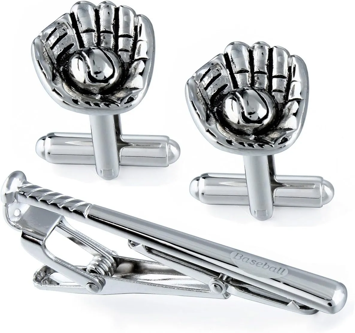 HAWSON Metal Cufflinks and Tie Clip Set for Men Novelty Cuff Links and Tie Bar Gifts for Wedding Level,Football, Musical Symbols Designs