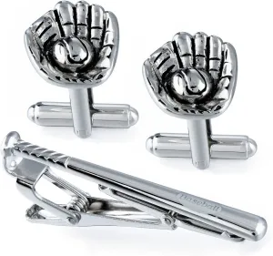 HAWSON Metal Cufflinks and Tie Clip Set for Men Novelty Cuff Links and Tie Bar Gifts for Wedding Level,Football, Musical Symbols Designs