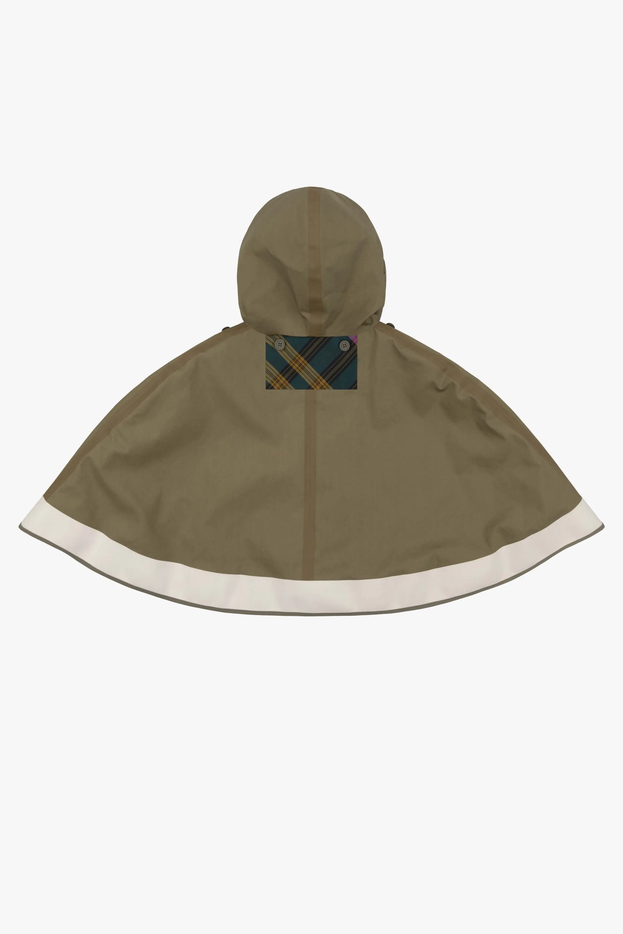 Hooded Rain Cape - Olive / Chartreuse & Antique Gold