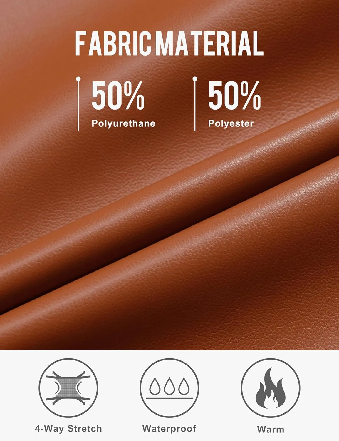 Little Donkey Andy Women's Leather Jacket Long Sleeve Waterproof Stretch Faux Leather Jacket for Women Outwear Casual