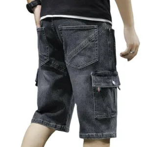 Men Fashion Baggy Cargo Jean Shorts