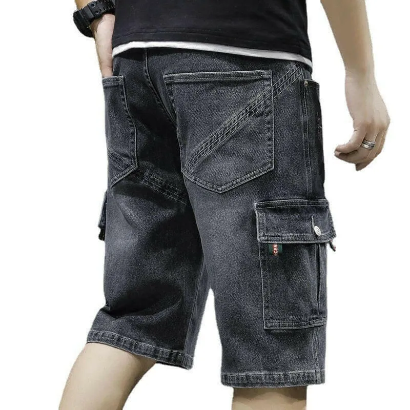 Men Fashion Baggy Cargo Jean Shorts
