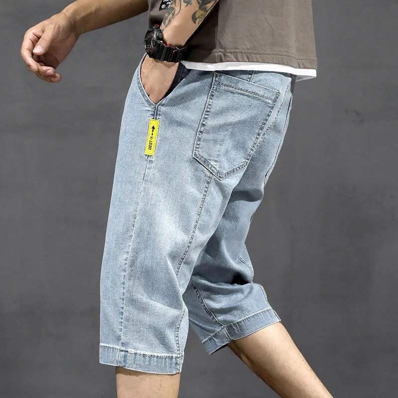 Men Fashion Baggy Cargo Jean Shorts