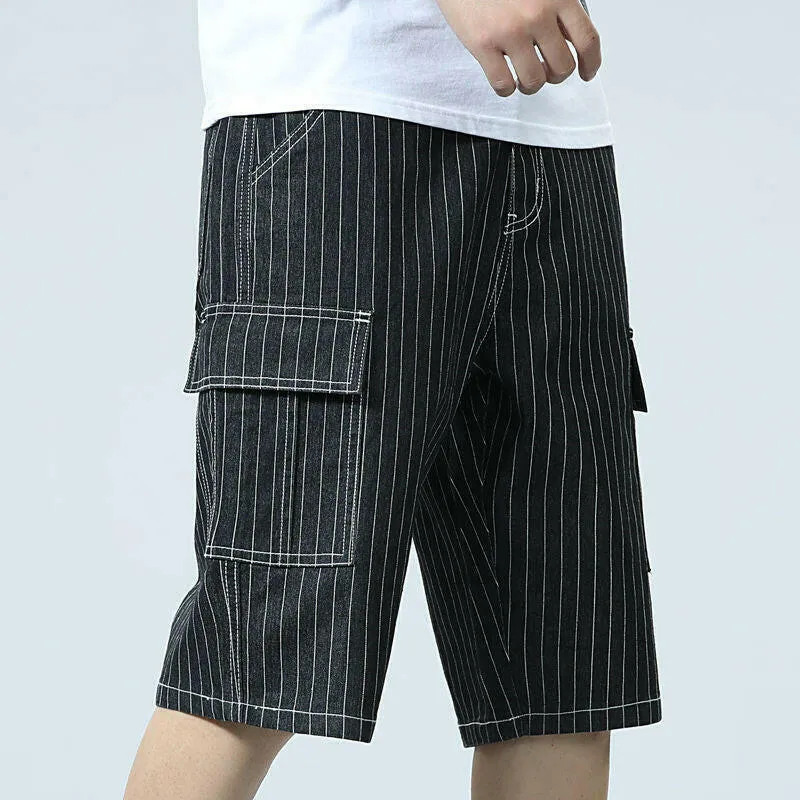 Men Fashion Baggy Cargo Jean Shorts