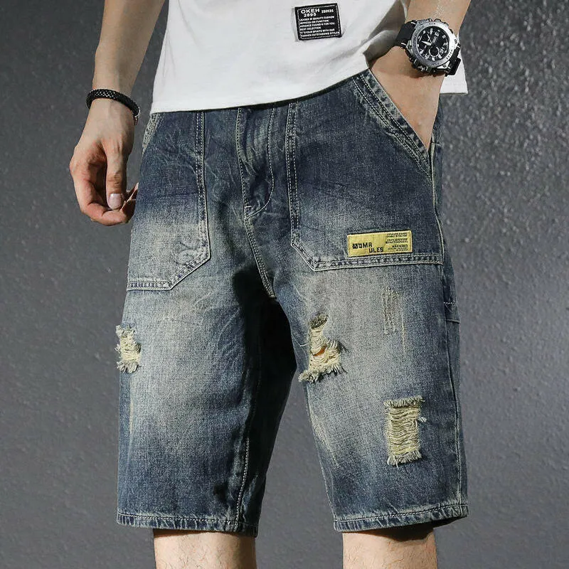 Men Fashion Baggy Cargo Jean Shorts