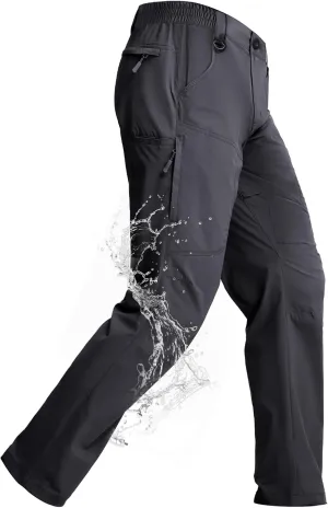 Mens Hiking Pants Lightweight Cargo Work Tactical Nylon Stretch Waterproof Quick Dry Fishing Travel Outdoor 6 Pockets