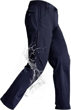 Mens Hiking Pants Lightweight Cargo Work Tactical Nylon Stretch Waterproof Quick Dry Fishing Travel Outdoor 6 Pockets