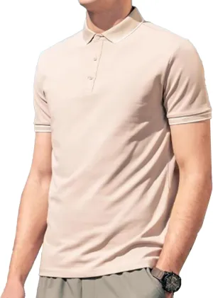 Men's Polo Shirts Casual Short Sleeve Button Down Shirts Classic Stripe Golf Polo Collared Work Shirts