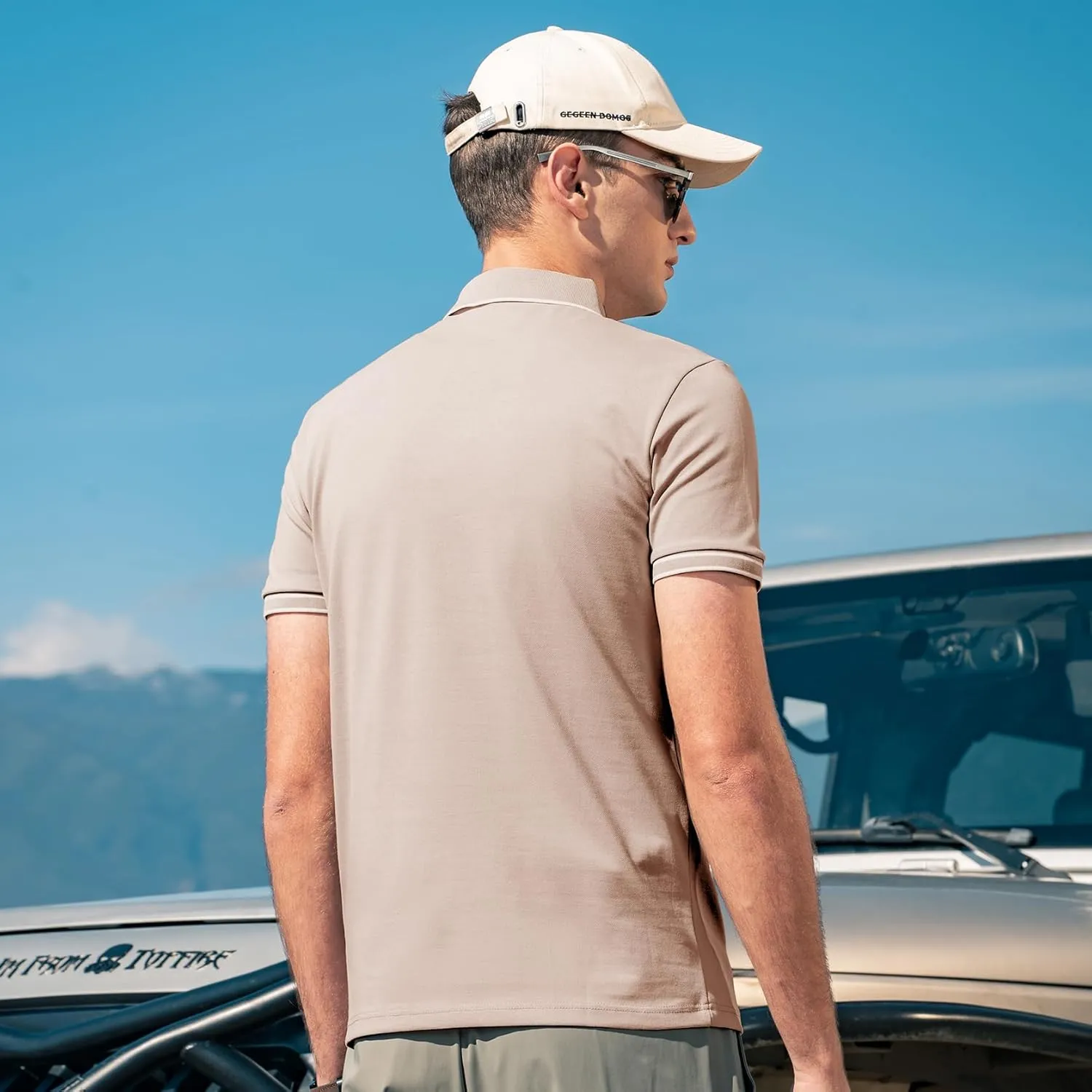 Men's Polo Shirts Casual Short Sleeve Button Down Shirts Classic Stripe Golf Polo Collared Work Shirts