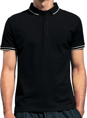 Men's Polo Shirts Casual Short Sleeve Button Down Shirts Classic Stripe Golf Polo Collared Work Shirts