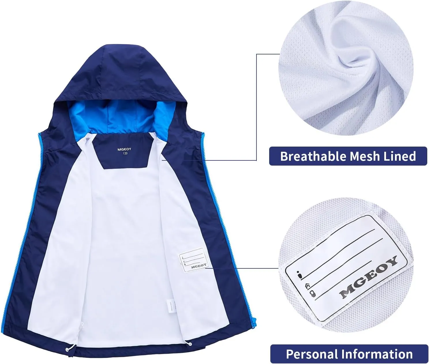 MGEOY Kids Rain Jackets Waterproof with Hood Lightweight Rain Coats for Girls Boys