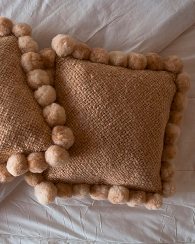 Monte Square Wool Cushion with Pompoms