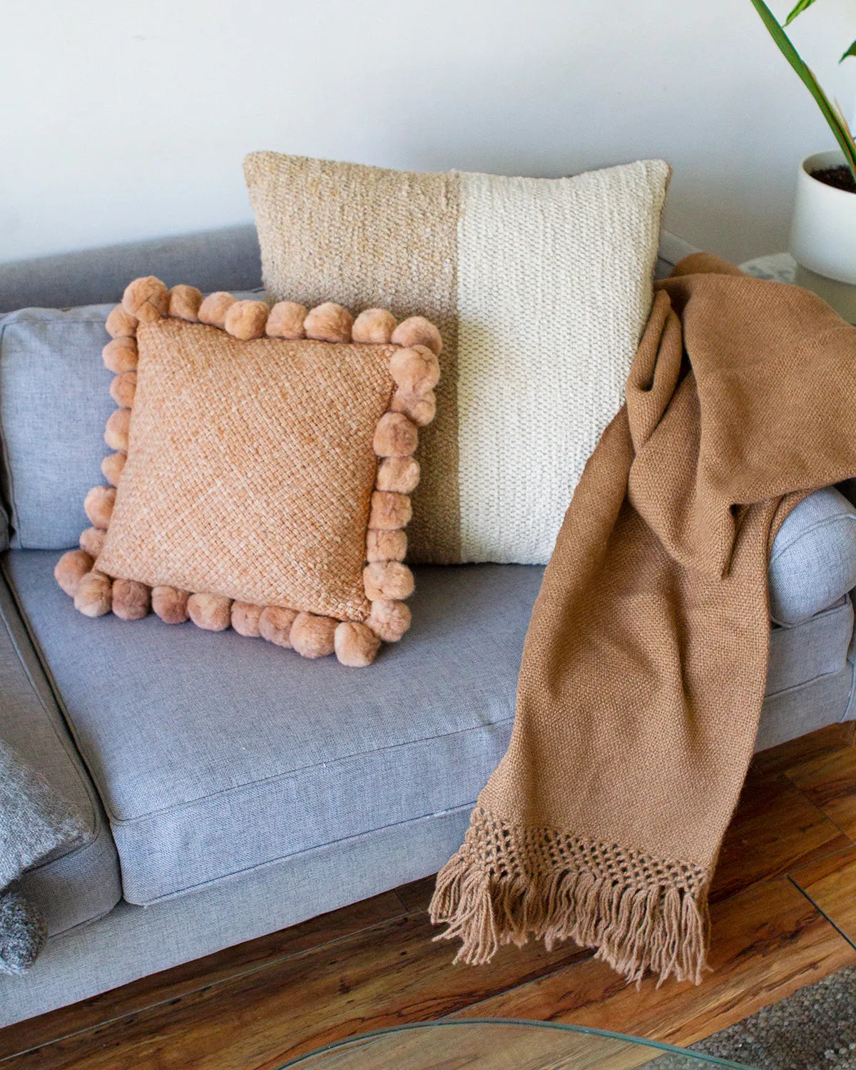 Monte Square Wool Cushion with Pompoms