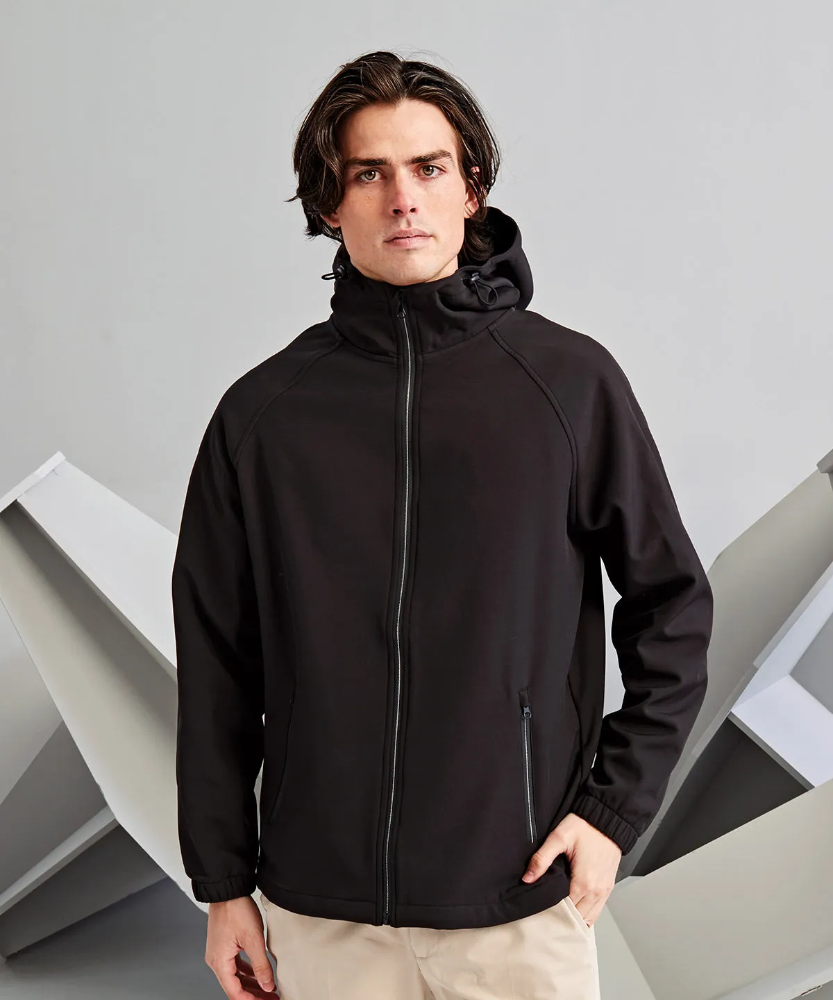 Navy - Hooded 2-layer softshell jacket
