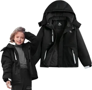 Simplee kids Boy Winter Coat Waterproof Ski Jacket Fleece Hooded Snow Warm Padded Raincoats