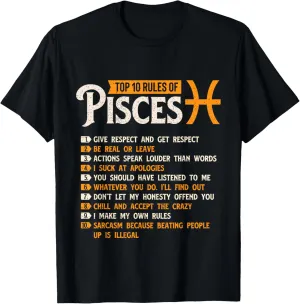 Top 10 Rules Of Pisces - Horoscope Zodiac Sign Astrology T-Shirt
