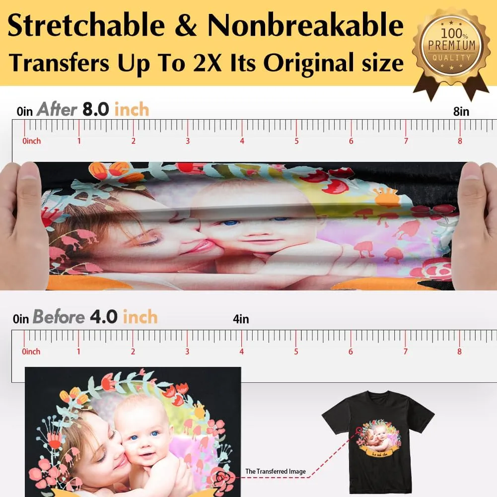TransOurDream Tru-Heat Transfer Paper for Inkjet Printer (30 Sheets, 8.5x11") Printable Heat Transfer Vinyl for T Shirts Iron on Transfers for Dark Fabrics